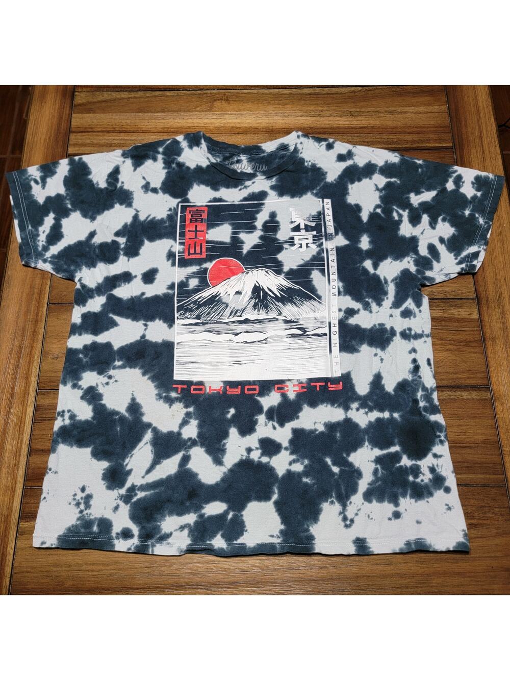 Bowery Black Grey Tie-Dye Unisex Tee "Tokyo City" - Size XL
